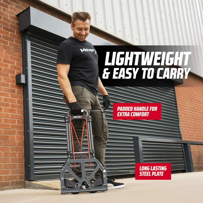 Load image into Gallery viewer, MoverX Folding Aluminium Hand Truck – Ultra Lightweight, Heavy-Duty 85kg Capacity, Adjustable Telescopic Handle, Compact Folding Design, Rubber Wheels, Bonus Safety Gloves &amp; Bungee Cords for Easy Transport
